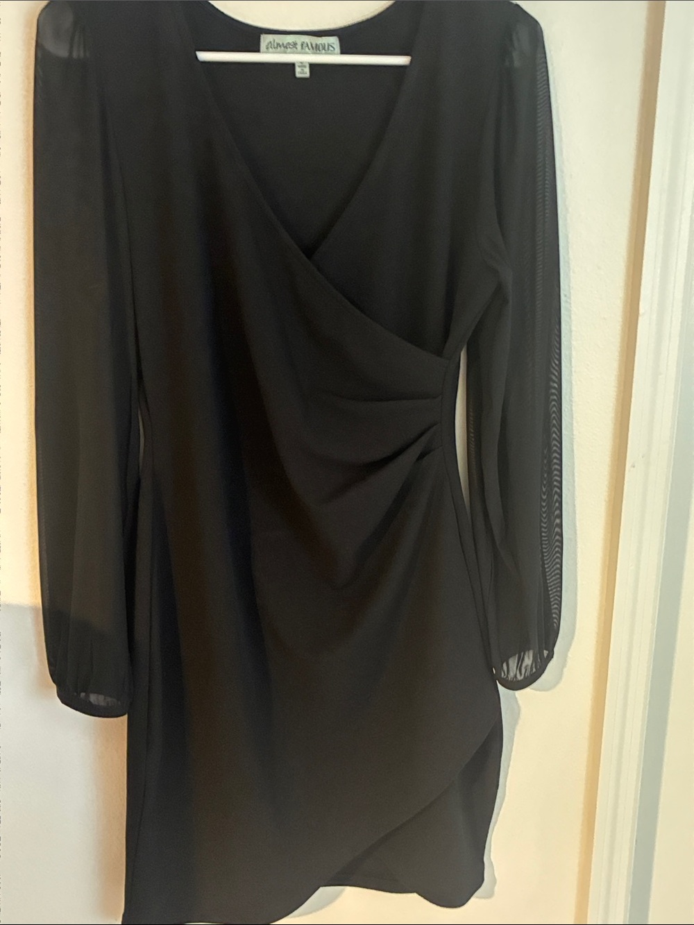 Alfani Black Long-Sleeve Surplice Dress